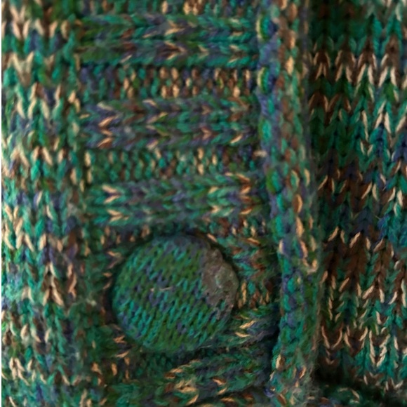 Tiara green knit fitted cardigan button down hooded sweater size Xl - Picture 2 of 11